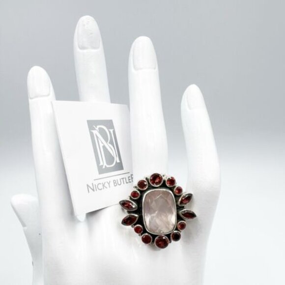 🌟NICKY BUTLER One of a Kind 925 Silver Rose Quartz Garnet Size 9 Ring NE… - Picture 8 of 15